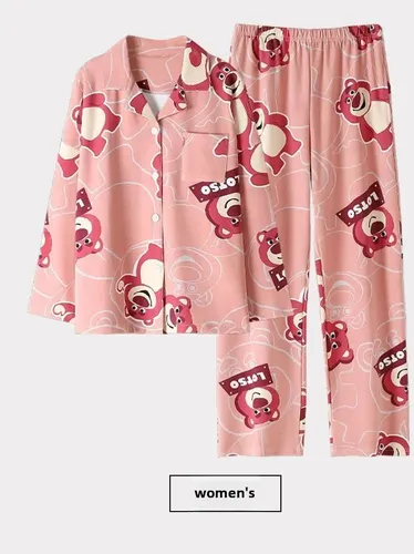 Pijama Para Parejas Con Diseño De Oso, Unisex, Estilo Algodó