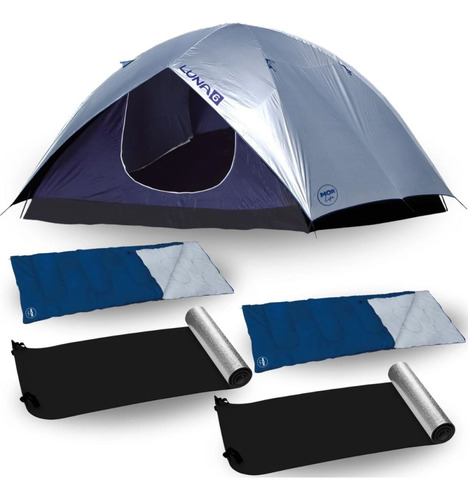 Kit Barraca Luna 6 Pessoas + 2 Sacos De Dormir + 2 Isolantes