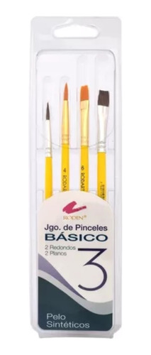 Juego 4 Pinceles Basico Rodin Modelo 3 Pelo Natura Sintetico