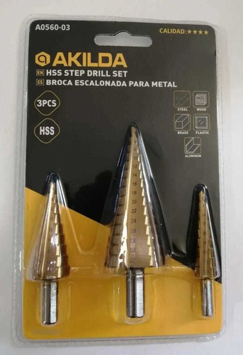 Set De Tres Brocas Cónicas Escalonadas Vástago De 1/4