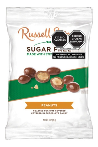 Imagen 1 de 1 de Russell Stover Cacahuates Cubiertos De Chocolate Sin Azúcar
