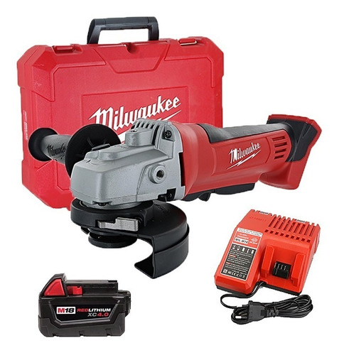 Amoladora Milwaukee 4 1/2 18v + Bat 4a + Cargador + Valija