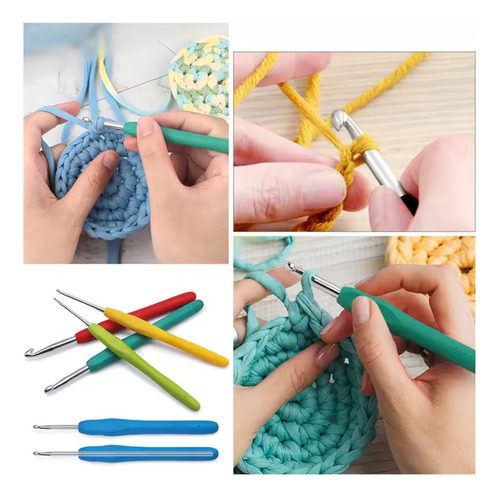 Kit Com 9 Agulhas Soft Para Crochê Tricô Conjunto