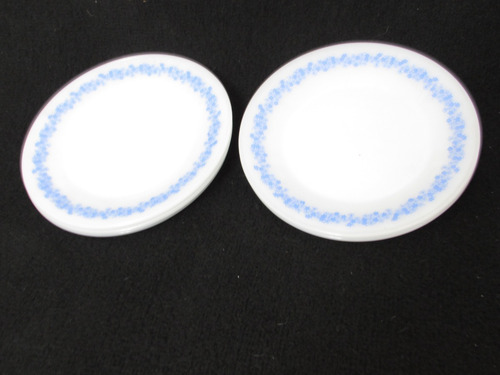 6 Pratos Rasos Termo Rey Flores Azuis ( Seminovos ) 23 Cm Branco