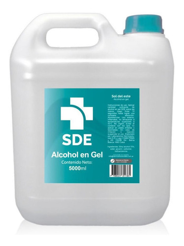 Bidon 5 Litros Alcohol En Gel Desinfectante Aprobado Anmat 