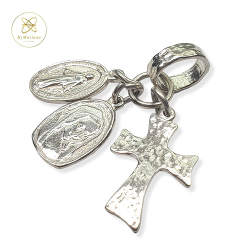 Imagen 3 de 6 de Dije Plata Multidijes Cruz Medalla Milagrosa Y Virgen Niña