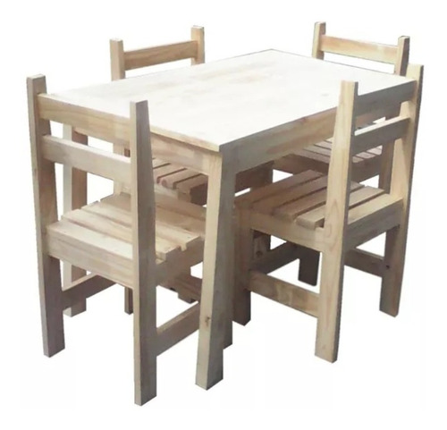 Juego De Comedor 4 Sillas Madera