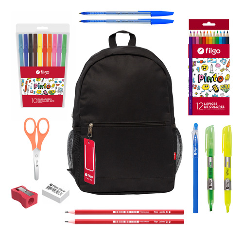 Pack X14 Kit Escolar Filgo Con Mochila Super Oferta Utiles 