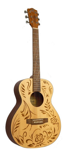 Guitarra Acústica Bamboo Ga-38 Rock & Roses Con Funda Color Nude Orientación de la mano Diestro