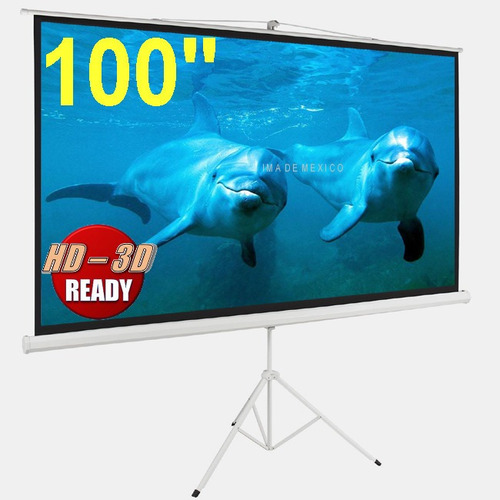 Pantalla De Proyeccion Con Tripie, 100'' Pulgadas, Hd 16:9 Alta Definicion, Retractil