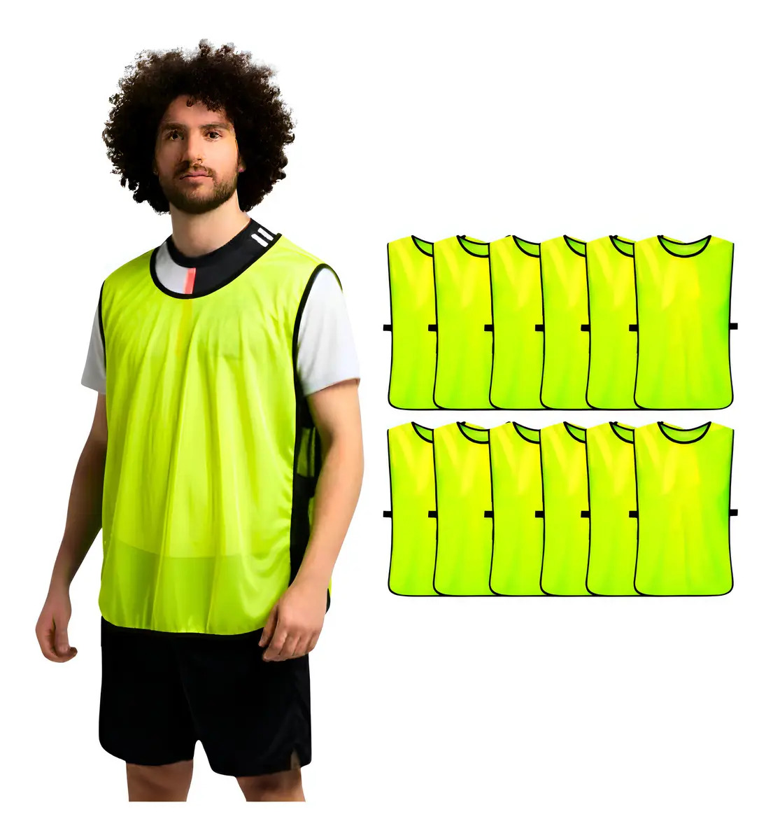 Pack 12 Casacas Chaleco Entrenamiento Deportivo Futbol Color Amarillo neón