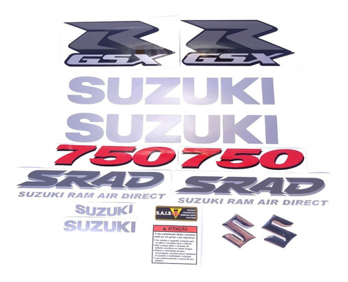 Kit Jogo Emblema Adesivo Suzuki Gsxr Srad 750 Cr07