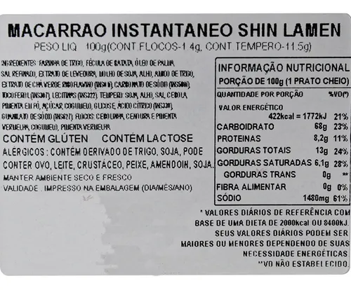 Miojo Coreano Macarrão Lamen Shin Ramyun Picante Hachi8 | MercadoLivre