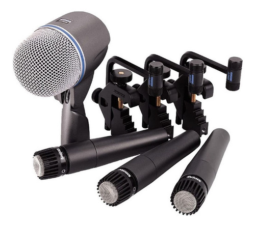 Kit Microfonos Bateria Shure Dmk57 3 Sm57 + 1 Beta 52a Clamp
