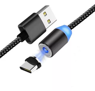 Cable Usb Magnético Tipo C Gira 360 Grados Luz Led