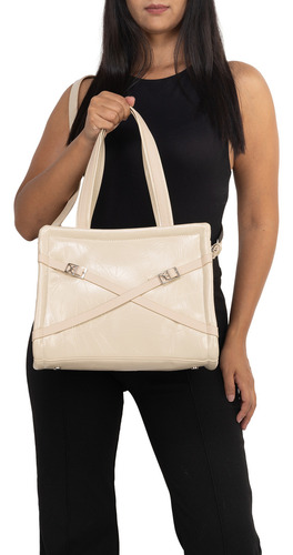 Bolsa Tote Cloe Zidil Mediano Color Beige