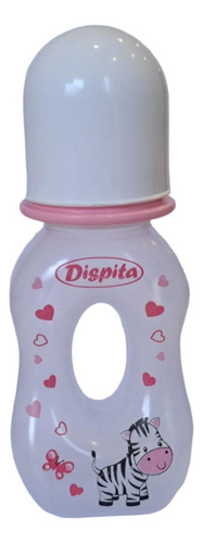 Mamadera Con Agarre Dispita X125ml 0-6 Meses Color Rosa Cebra