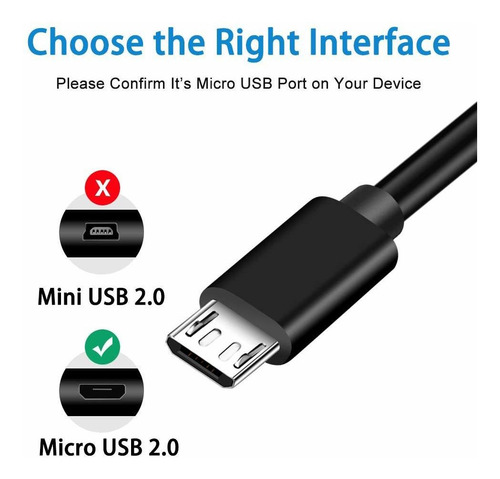 Cable Cargador Usb A Micro Usb Universal / 2 M / Negro