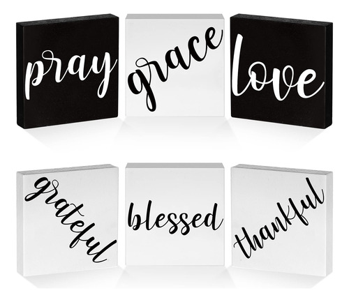 Letrero Madera 6 Pieza Texto Ingl «love Blessed Grace» Pray»