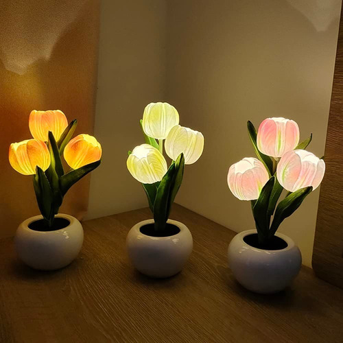 Lámpara De Maceta De Tulipanes De Simulación De Luz De Flor