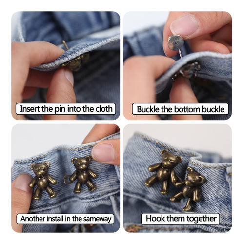 Botones Para Ajustar Pantalon/ Cintura- Oso Metal (6 Pares)