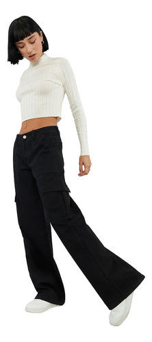 Jeans Mujer 90´s Cargo Negro Corona