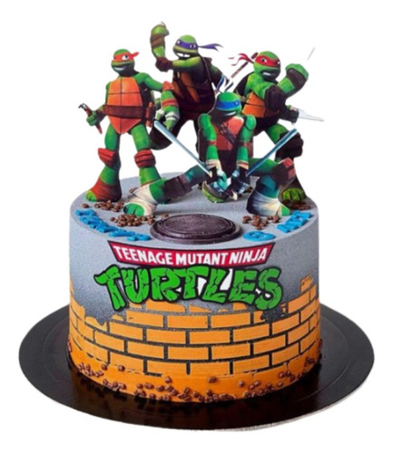 Adorno Tortugas Ninjas Torta Topper Personalizado Cumple 