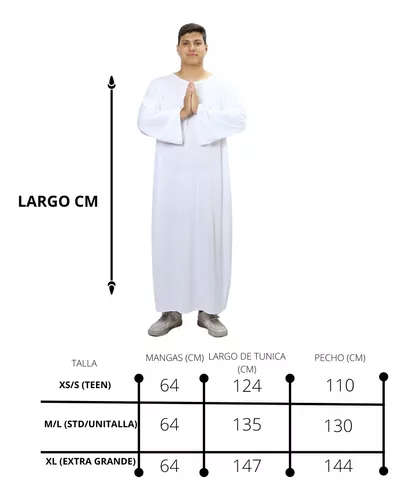 Túnica blanca para adultos Papa traje talla única - Karabu srls
