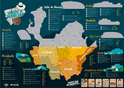 Mapa De Antioquia Para Raspar Mapa Turístico Scratch Poster