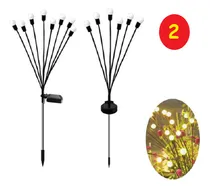 Comprar 2 Lamparas Luces Navidad Solares Estaca Luciernagas Blancas