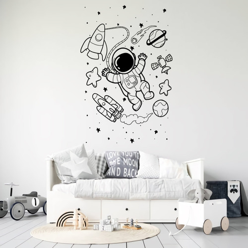 Viniles Decorativos Para Niños Astronauta Estrellas Elemento