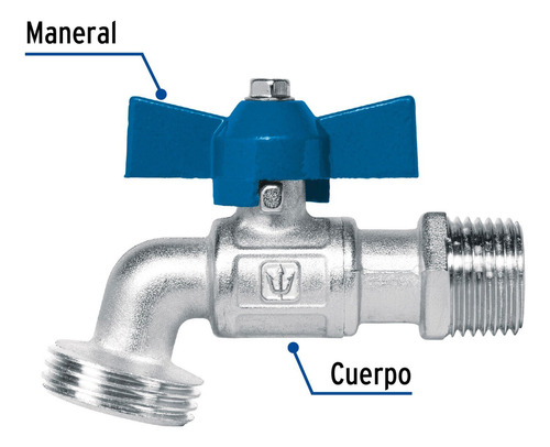 Llave Esfera Laton 1/2 130 G Tipo Mariposa 1/4 De Vuelta