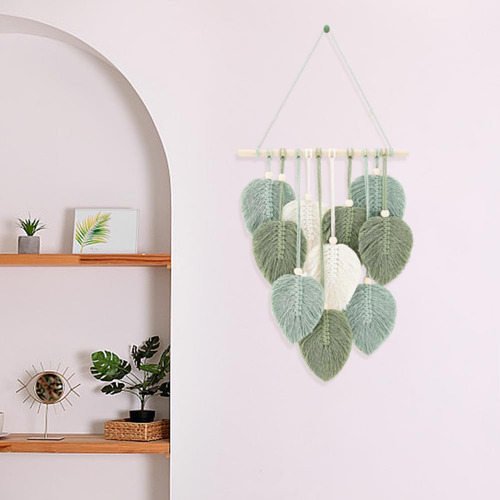 Kit De Macramé Pared Para Principiantes, Tapiz Hojas Y Pluma