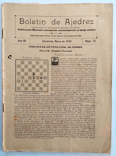  Ajedrez 1929 Boletin Organo Oficial Federación Mexicana