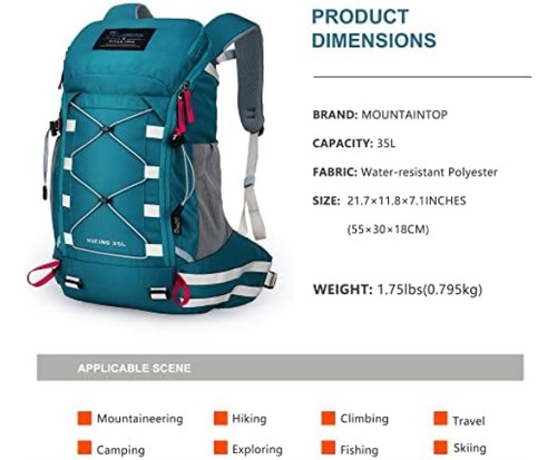Mountaintop Mochila De Senderismo 35l Viajes Al Aire Libre Y