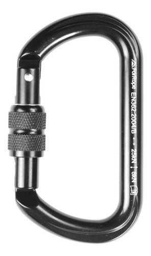 Mosquetão Oval Alumínio Preto 25kn Rosca Keylock For Rope