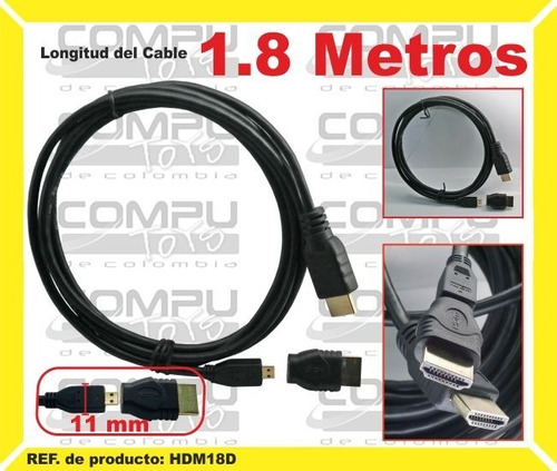 Cable Hd 1.8m Para Tuberia De 1/2  Ref: Hdm18d Computoys Sas