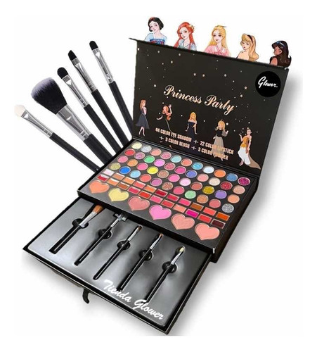 Maquillaje Infantil Niñas Maleta 73 Tonos + Set 5 Brochas