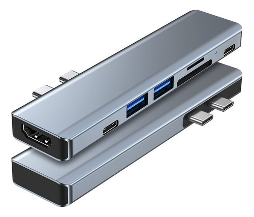 Hub Usb-c 7 En 1 Con Hdmi 4k Thunderbolt 3 Tipo-c Tf Sd Pd