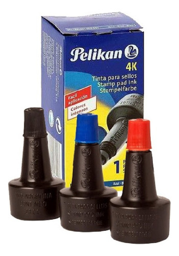 Tinta Para Sellos Pelikan 30 Ml - Negro, Azul Y Rojo