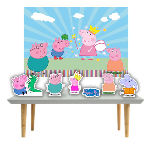 Painel 1,00x0,70m Peppa Pig  E Displays Mesa Festa Infantil