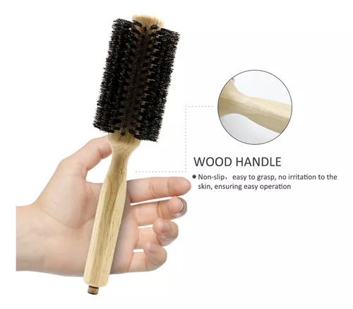 CLDURHGE 3 Piezas Cepillo Pelo Redondo Madera, Cepillo Redondo para Peinar  Pelo con Mango de Madera Cerdas de Nailon Peine para Flequillo, Cabello  Fino, Rizado : : Belleza