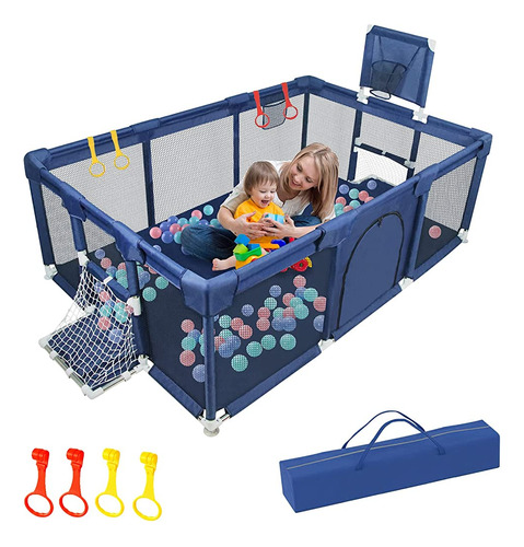 Baby Playpen, Baby Ball Pit With Gate, Safe No Gaps Kids Pla