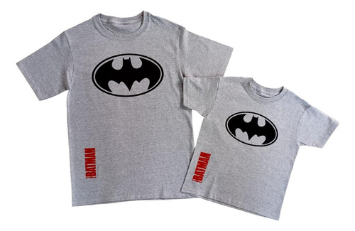 Combo Playeras Padre E Hijo Batman Gris 333cosplay