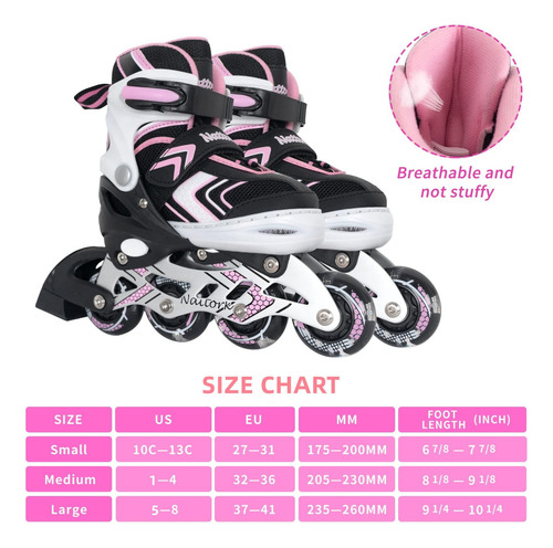Patines En Línea Ajustables Con Ruedas De Luz Para Niños Talla De Los Patines 0 Mm Rosado