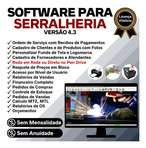 Software Ordem De Serviço Serralheria Vendas Financeiro V4.3