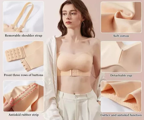 Sujetador Cómodo Para Mujer En Negro, Transpirable, Sin Tira