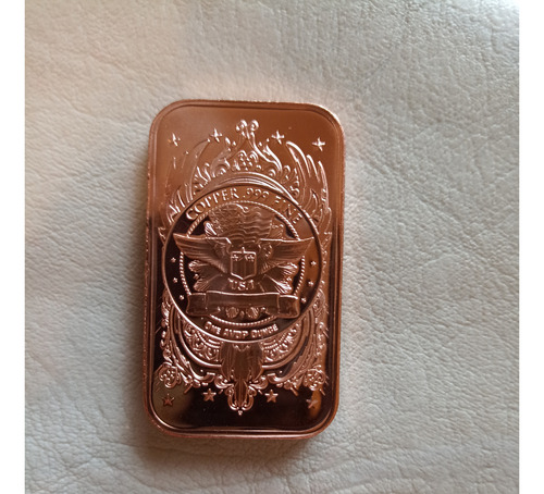 Lingote De Cobre Puro De 1 Onza Troy 0,999 Busto Estatua