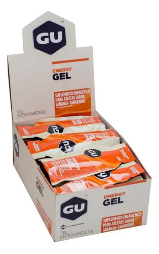 Gu Energy Gel Carboidrato Laranja Caixa Com 24 Sachês