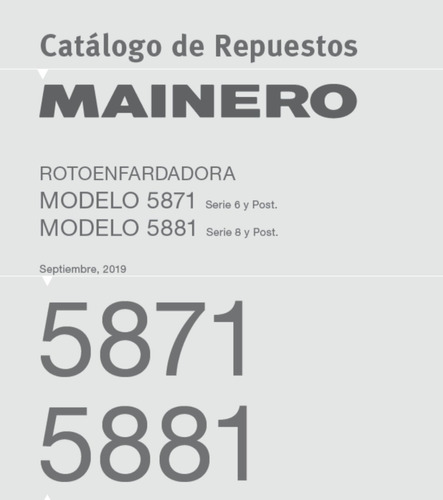 Manual Rotoenfardadora Mainero 5871/5881 Repuestos Despiece